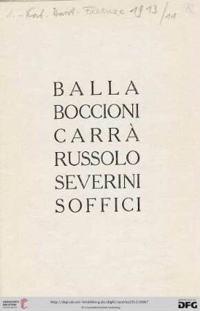 Balla Boccioni Carrà Russolo Severini Soffici