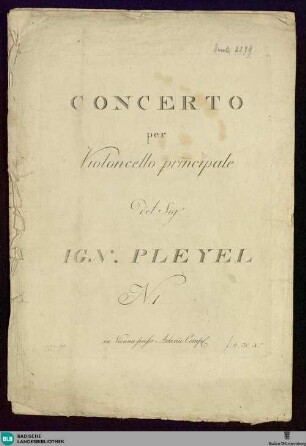 Concerto per Violoncello principale : N. 1
