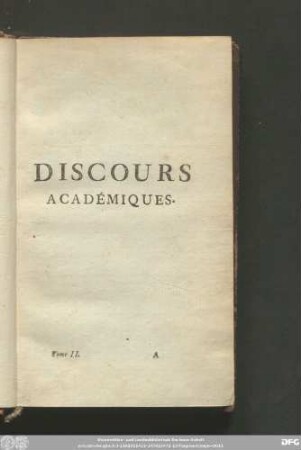 Discours Académiques.