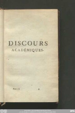 Discours Académiques.