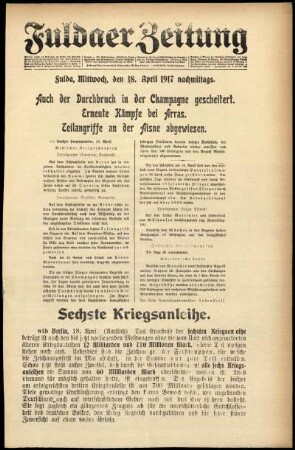 Ausgabe vom Mittwoch, den 18. April 1917.