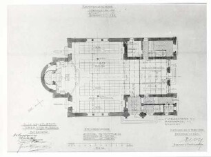 Rastatt, RA; Neue Synagoge, Grundriss des Erdgeschosses (Bauplan von 1905)