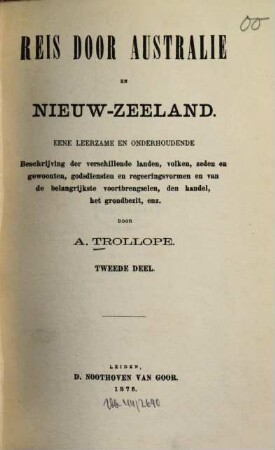 Reis door Australie en Nieuw-Zeeland : Eene leerzame en onderhoudende beschrijving d. verschillende landen, volken, zeden ..., 2