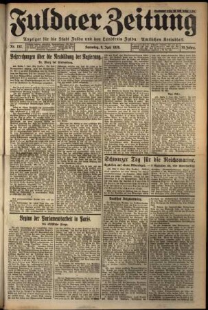 Erste Ausgabe vom Samstag, den 09. Juni 1928.