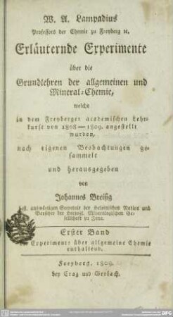 1: Die Experimente über allgemeine Chemie enthaltend