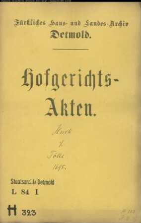 Huck, Johann Hermann zu Horn gegen Joh. Friedrich Tölle in Schwalenberg - Schuldforderung