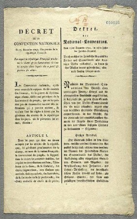 Erklärung der Souveränität des Volkes; Aufruf der Einberufung von Ur- oder Gemeindeversammlungen und der Bildung einer provisorischen Verwaltung bis zur Einführung einer Volksregierung; Verkündung der Abschaffung von Vorrechten und Privilegien - Dekret; Proklamation