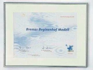 Anerkennungsurkunde EXPO 2000 : Bremer Beginenhof Modell