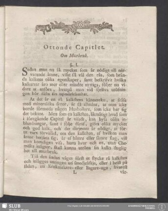 Ottonde Capitlet. Om Murbruk