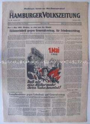 Kommunistische Tageszeitung "Hamburger Volkszeitung" zum 1. Mai