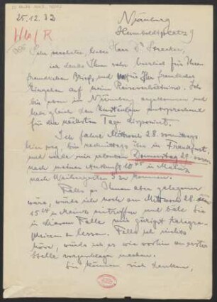 Brief an Ludwig Strecker und B. Schott's Söhne : 25.12.1932