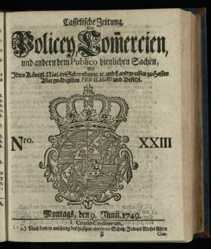 Nro. XXIII, Montags, den 9. Junii 1749