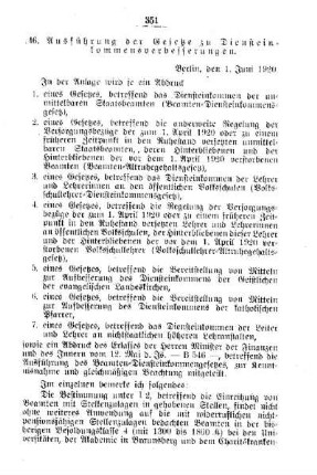 Ausführung der Gesetze zu Diensteinkommensverbesserungen : [A. Behörden und Beamte]