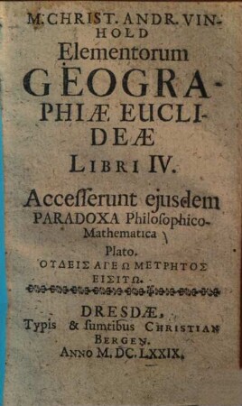 Elementorum geographiae Euclideae libri IV