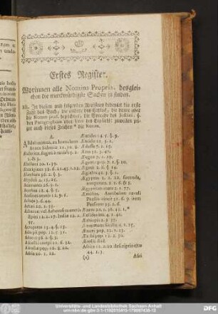 Erstes Register. Worinnen alle Nomina Propria, desgleichen die merckwürdigste Sachen zu finden.