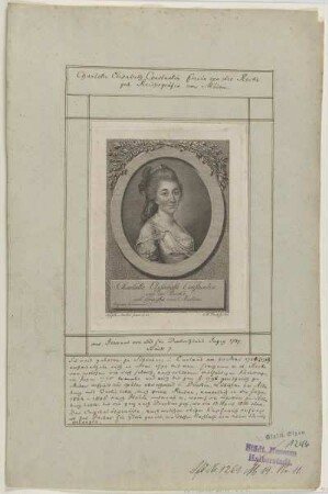 Bildnis der Elisabeth Charlotte Constantia, Freifrau von der Recke, geb. Reichsgräfin von Medem