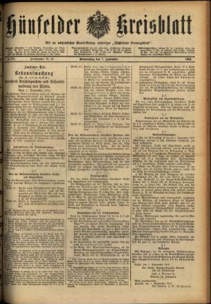 Ausgabe vom Donnerstag, den 07. September 1916.