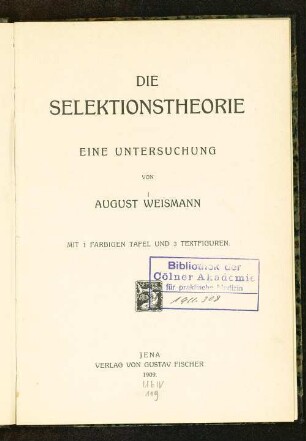 Die Selektionstheorie : eine Untersuchung