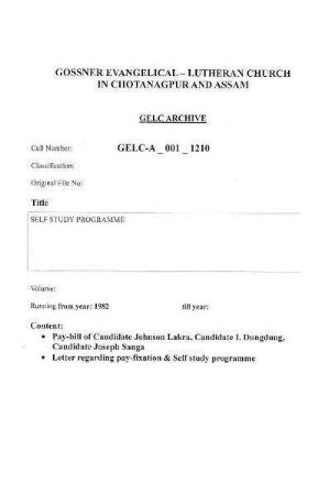 SELF-STUDY PROGRAMME
