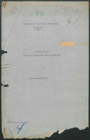 1921/22: Jahresbericht über das Schuljahr ... -1921/22