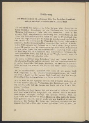 Erklärung von Bundeskanzler Dr. Adenauer
