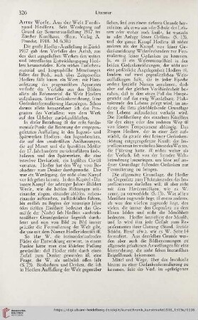 [Rezension zu: Artur Weese, Aus der Welt Ferdinand Hodlers. Sein Werdegang auf Grund der Sommerausstellung 1917 im Zürcher Kunsthaus]