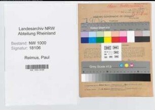 Entnazifizierung Paul Reimus, geb. 18.09.1900 (Schlosser)