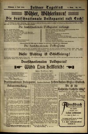 Zweite Ausgabe vom Mittwoch, den 02. Juni 1920.