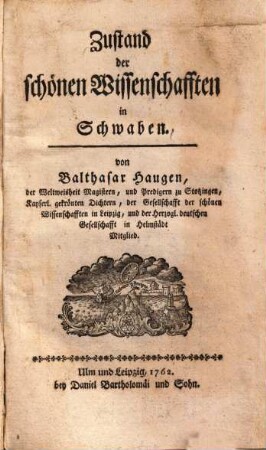 Zustand der schönen Wissenschafften in Schwaben