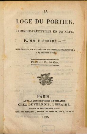 La loge du portier : comédie-vaudeville en un acte