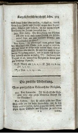 Die zwölfte Abtheilung. Vom gewöhnlichen Gebrauch der Religion