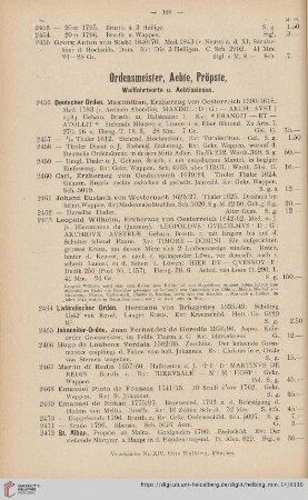 Ordensmeister, Aebte, Pröpste, Wallfahrtsorte u. Aebtissinnen (Nr. 2456-2598)