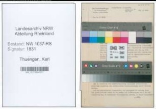 Entnazifizierung Karl Thuengen , geb. 11.02.1914 (Assessor)