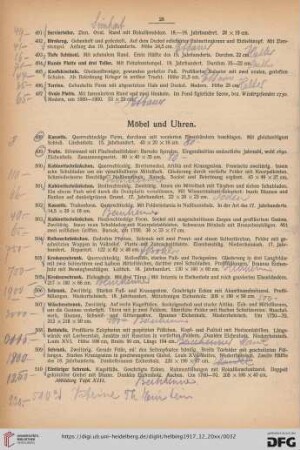 Möbel, Uhren, Verschiedenes Ziergerät (Nr. 498-543)