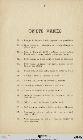 Objets variés (Nr. 50-89)