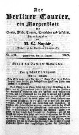 No. 591., Sonnabend, den 17. Januar 1829