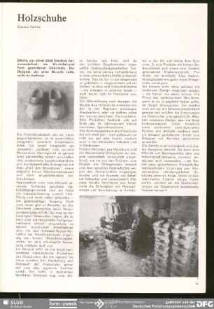 Holzschuhe : Handwerk – Kunsthandwerk – Formgestaltung