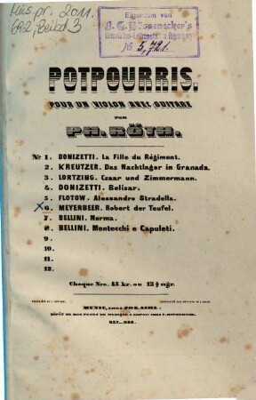 Potpourris : pour un violon avec guitarre, 6. Robert der Teufel