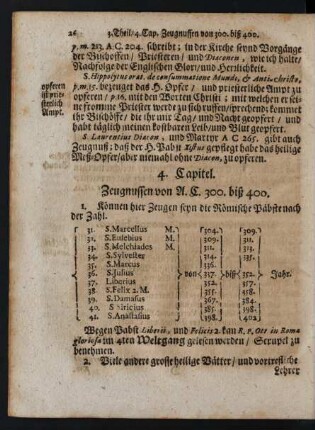 4. Capitel. Zeugnussen von A. C. 300 biß 400.