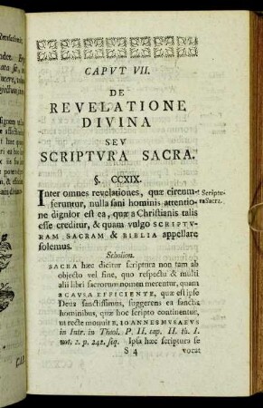 Caput VII. De revelatione divina seu scriptura sacra.