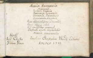 Stammbuch des Joachim Christopher Wendt Lubec. a. 1713