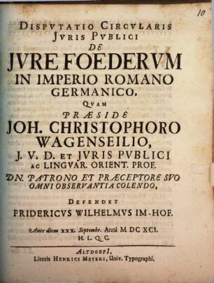 Disputatio circularis iuris publici De iure foederum in Imperio Romano Germanico