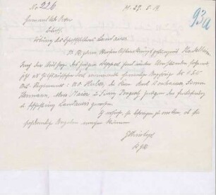 Ersuchen des Generalkommandos Oven an das Gefängnis Stadelheim um Vernehmung weiterer Zeugen und das Antwortschreiben hierzu