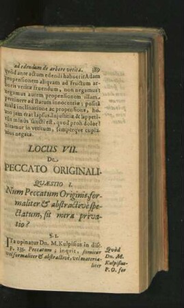 Locus VII. De Peccato Originali.