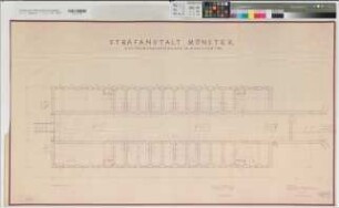 Münster (Münster) Strafanstalt Grundriß 1. Geschoß 1953 1 : 50 68 x 122 Pause Staatshochbauamt Münster Regierung Münster Nr. 34029