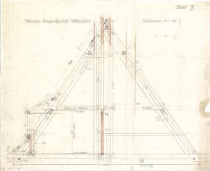 Fischer, Theodor; Nördlingen; Wohnhäuser Baugenossenschaft - Dachbinder (Schnitt)