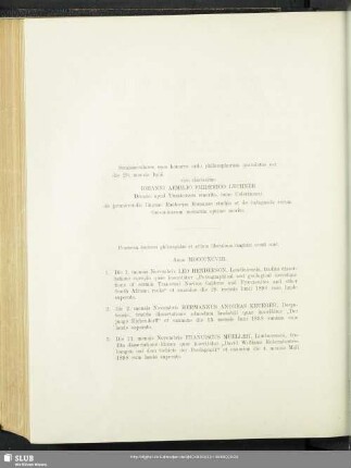Praeterea doctores philosophiae et artium liberalium magistri creati sunt: Anno MDCCCXCVIII.