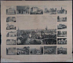 Tableau mit 19 Ansichten der Herzöglichen Residenzsttadt Altenburg