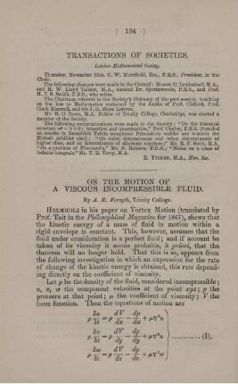 On the motion of a viscous incompressible fluid.