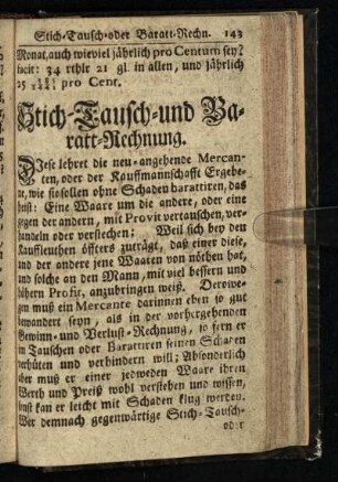 Stich-Tausch- und Rabatt-Rechnung